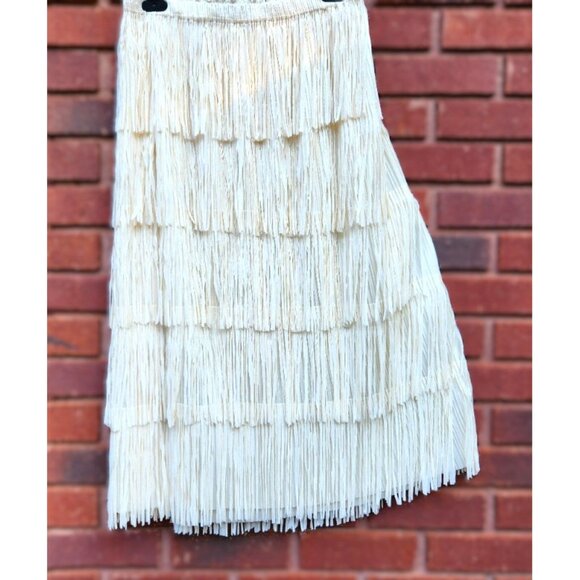 C’isa Fringe Skirt Cream Boho Midi – Sz L - NWOT - Picture 7 of 11